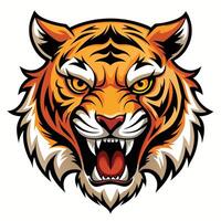 a tiger head with an open mouth vector
