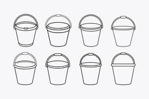 Outline Illustrations of Different Sized Buckets, icon, illustration vector