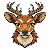 deer head with horns and antlers white, background vector