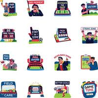 Modern Collection of Flat Style Soccer Stickers vector