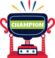 Champion trophy sticker in flat style vector