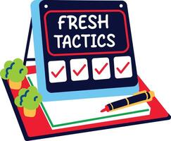 Fresh tactics typographic sticker in flat style vector