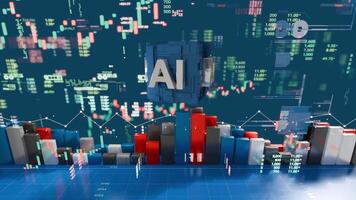 A.I. Sector Stock market graph and chart for investment 3d motion background video
