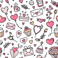 seamless pattern with hearts, cupcakes, and other valentine's day items vector