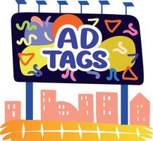 Ad tags typography sticker in flat style vector