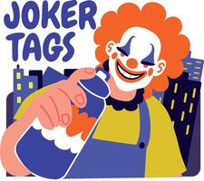 Joker tags typography sticker in flat style vector