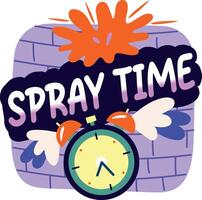A flat sticker of clock with pray time typography vector