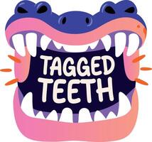 Tagged teeth typography ticker in flat style vector