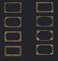 New Set of isolated golden vintage square flourish frames and fancy borders. Gold calligraphic design elements. vector