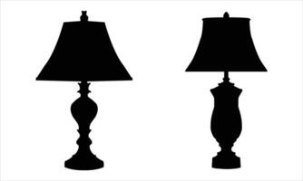 stylish table lamp silhouette set vector