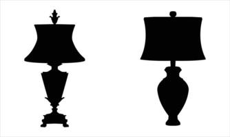 Set of table lamp silhouettes icons on a white background vector