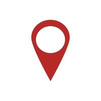Red pin marker with white dot isolated on white background. Location map icon. Location pin vector