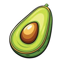 an avocado is shown in a cartoon style white background, vector