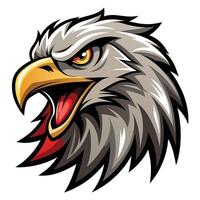 an eagle head with a red beak and open mouth vector