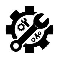 Wrench and gear icon for commercial use. vector