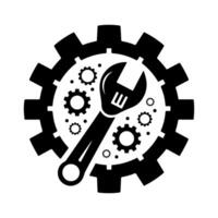 Gear and wrench icon. vector