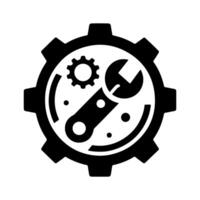 Customizable gear and wrench icon. vector
