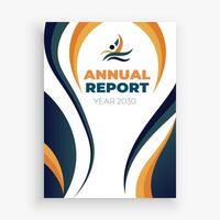 an annual report cover template with a wave design vector