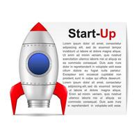 Start-up banner with rocket and place for your text vector