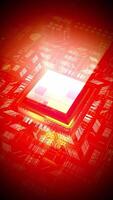 Computer Processor and Motherboard in Red Color Palette video