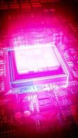 computador processador e placa mãe dentro Rosa cor paleta video