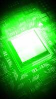 Computer Processor and Light Rays in Green Color Palette video