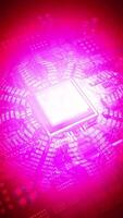 Computer Processor and Blinking Lines in Pink Color Palette video