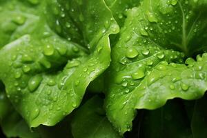 A close up of lettuce leaves with water droplets photo