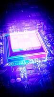 Computer Processor and Light Rays in Ultraviolet Color Palette video