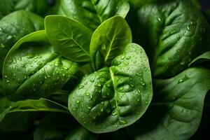 A close up of a bunch of spinach leaves photo