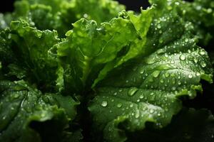 A close up of a lettuce with water droplets on it photo