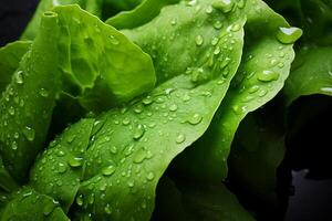A close up of lettuce with water droplets on it photo