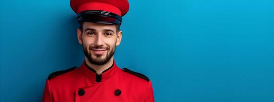 Cheerful Young Bellhop in Action A Portrait of Excellence in Hospitality photo