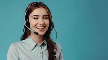 Cheerful Call Center Representative Excelling in a Modern Work Environment photo