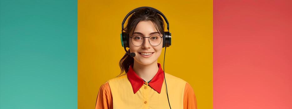 Cheerful Customer Support Representative Excels at Work Demonstrating Professional Dedication and Service Excellence photo