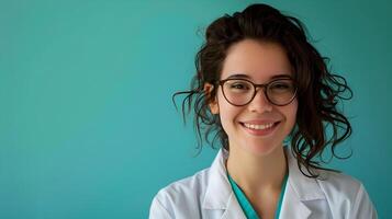 Cheerful Mental Health Counselor Working Diligently on Colorful Background Professional Therapy Session photo