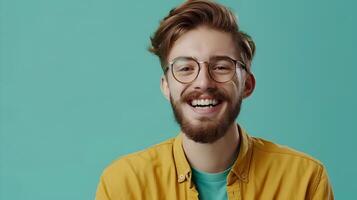 Cheerful Young Counselor at Work Exuding Positivity and Guidance in a Colorful Setting photo