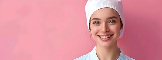 Happy Young Beautician Excels in Colorful World of Beauty photo