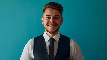 Happy Young Lodging Manager Excelling in Corporate Property Management photo