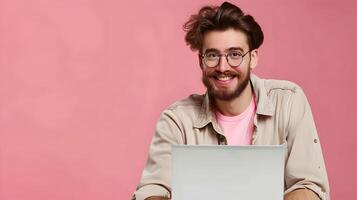 Happy Young Entertainment Specialist Excelling in Colorful Work Environment photo