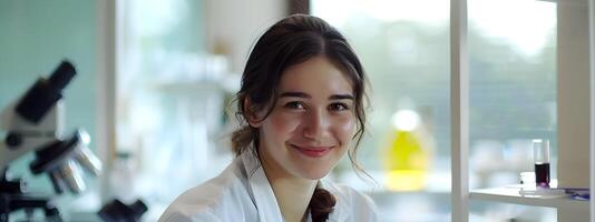 Happy Young Conservation Scientist Investigating Plant Diversity in the Lab photo