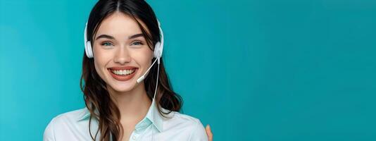 Happy Young Call Center Representative Excelling in Professional Service photo