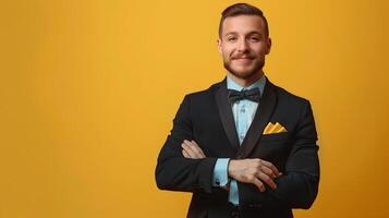 Happy Young Concierge Excelling in Customer Service Role photo
