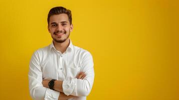 Happy Young Lodging Manager Excelling in Workplace A Portrait of Success and Service photo