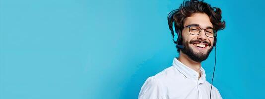 Happy Young Call Center Representative Excelling in Professional Service photo