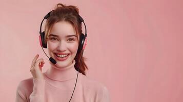 Happy Young Customer Support Representative Excels in Resolving Issues Remotely photo