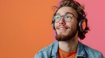 Happy Young Entertainment Specialist Excelling in Colorful Workspace photo