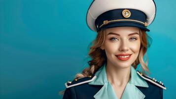 Joyful Cruise Ship Attendant in Colorful Uniform Exemplifying Exceptional Service and Happiness photo