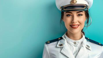 Joyful Cruise Ship Attendant in Vibrant Uniform Exemplifying Exceptional Service and Happiness at Sea photo