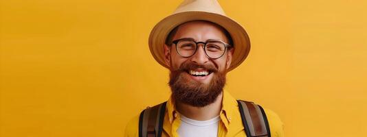 Happy Young Travel Agent Excitedly Working on Future Travel Plans photo